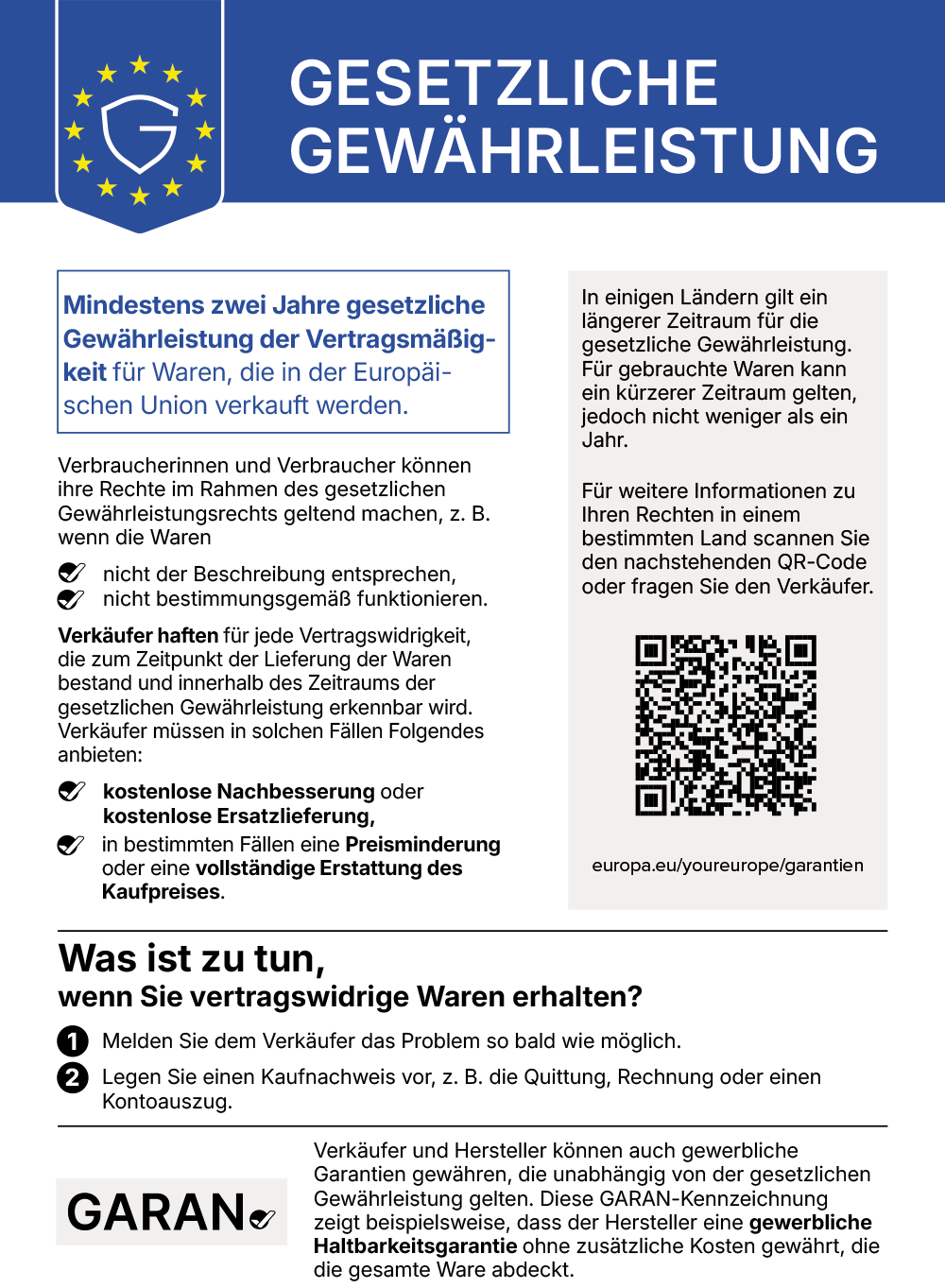 Gesetzliche Gewährleistung der Europäischen Union